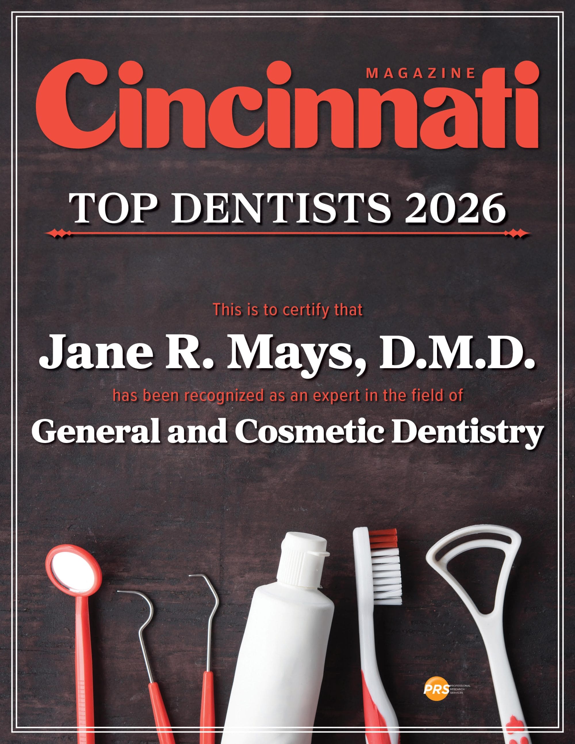 Cincinnati Magazine Top Dentists 2026 — Jane R. Mays, DMD